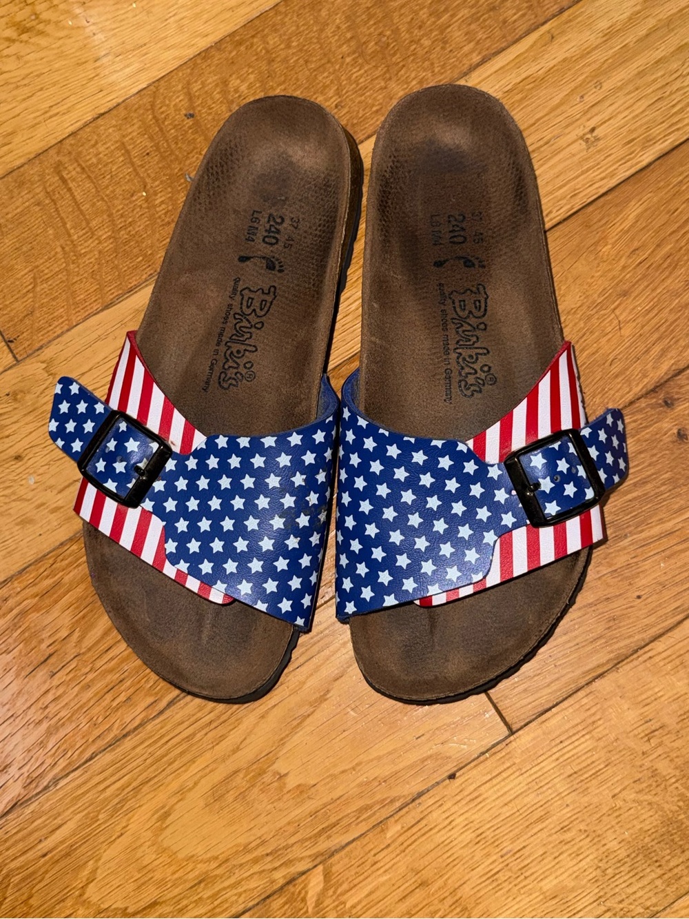 Birki’s Women's Star-Spangled Slide Sandals - Blue/Red